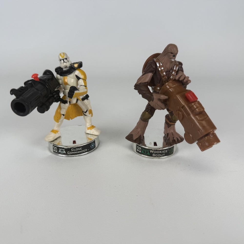 Hasbro 2005 Star Wars Attactix - SILVER BASE Lot of 2 Figures